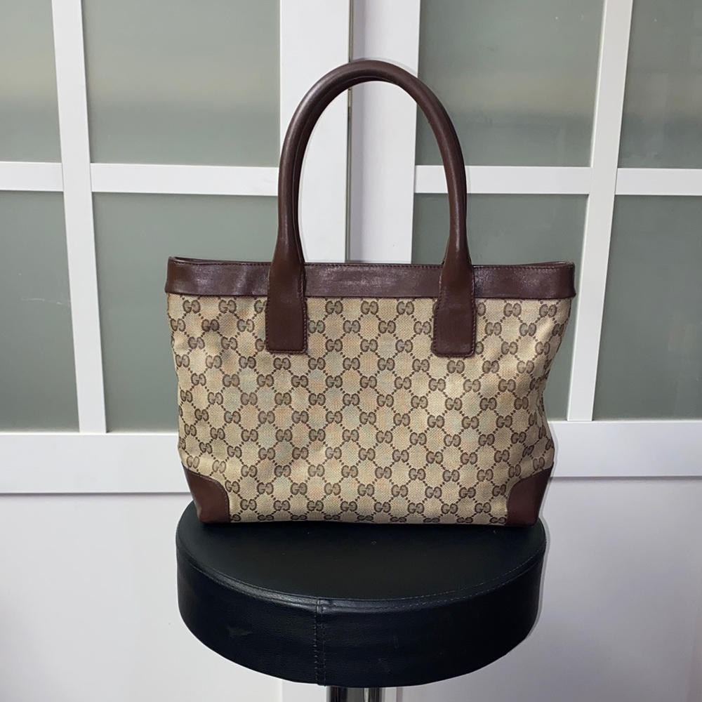 Gucci Monogram Canvas Tote with Brown Accents